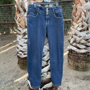 Women’s Red Blue Denim Jeans Stretch 15/16